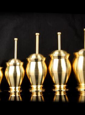 朴器 实心铜捣药罐 捣棒蒜锤药盅擂钵捣碎罐铜盅 蒜泥器研磨罐臼