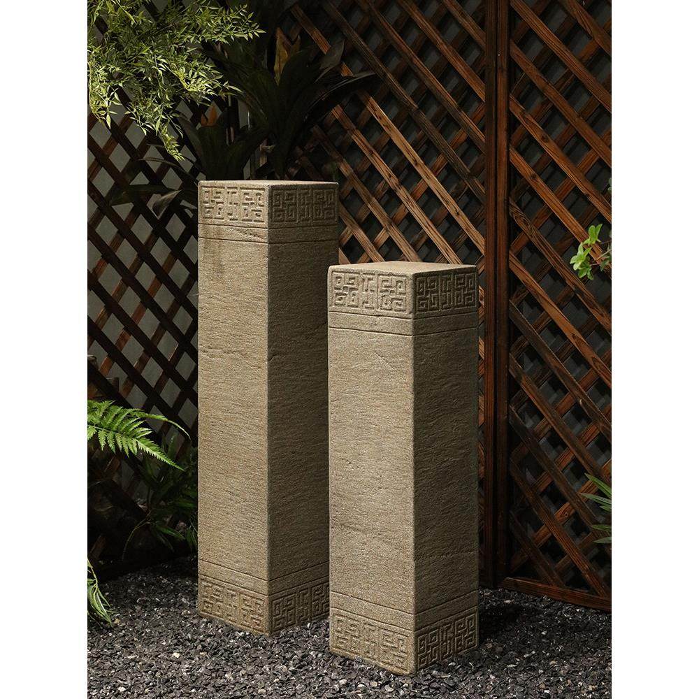 新中式玄关装饰摆件仿石柱底座客厅办公室复古展示台花园盆景花架,淘宝优惠券,粉丝福利购,淘宝优惠卷