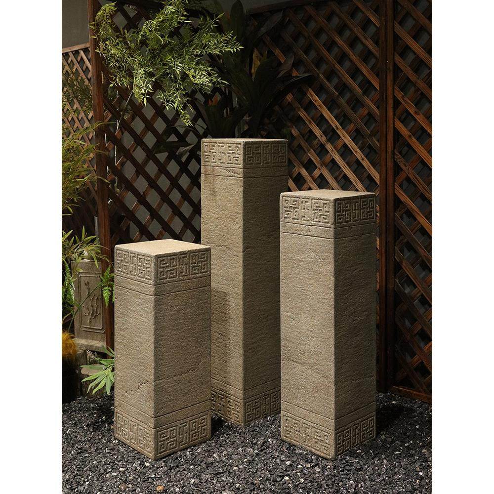 新中式玄关装饰摆件仿石柱底座客厅办公室复古展示台花园盆景花架,淘宝优惠券,粉丝福利购,淘宝优惠卷