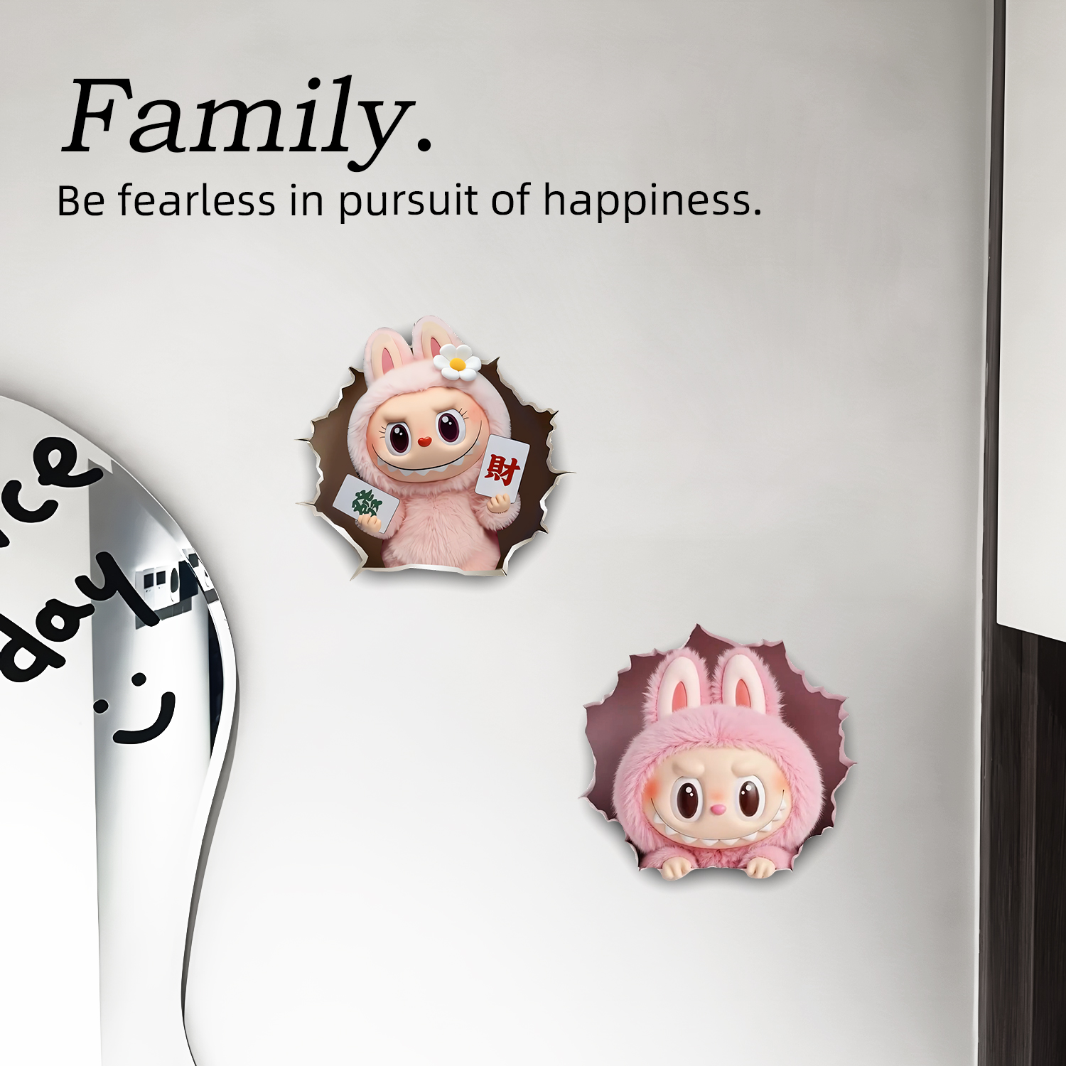 潮玩手办亚克力卧室墙面门上贴画瓷砖裂痕遮挡窟窿贴补洞墙贴遮丑 - 图1