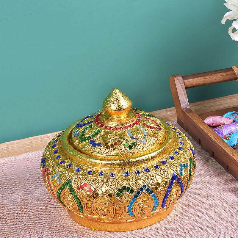 实木收纳罐泰式琉璃棉签收纳盒家用中式客厅茶几餐厅木质糖果盒,淘宝优惠券,粉丝福利购,淘宝优惠卷