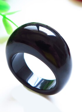 天然红玛瑙水滴聚财扳指 草绿黑白色 玉髓敛财指环玉石戒指男女款