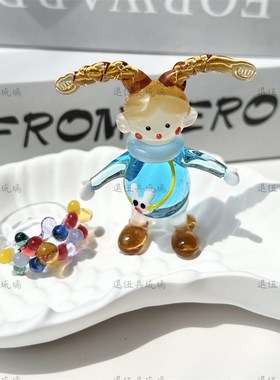 琉璃可爱双马尾女孩纯手工桌面摆件车载生日礼物闺蜜简约可爱治愈