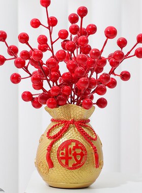 开业乔迁新居布置装饰品发财果钱袋福桶摆件客厅酒柜家居搬家仪式