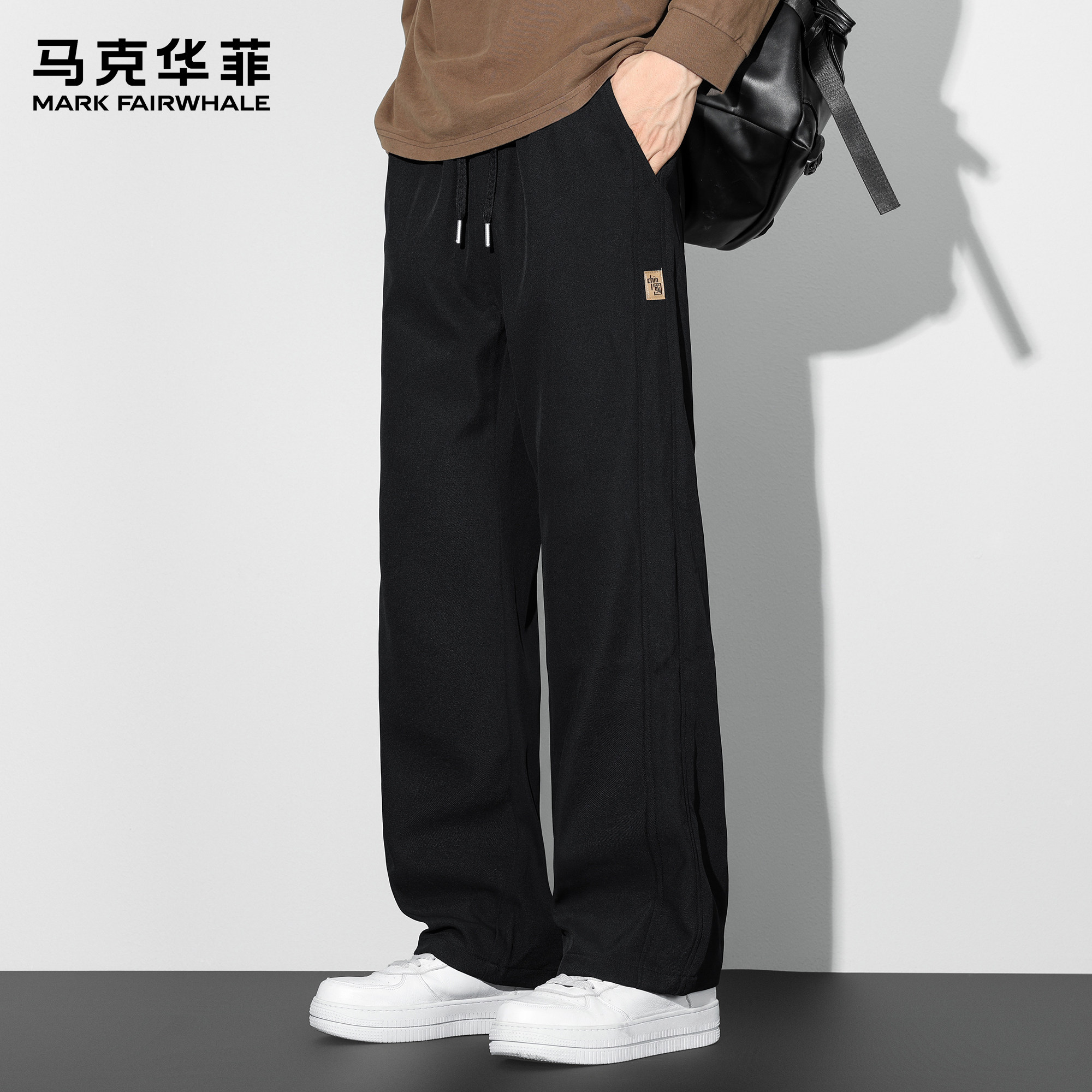 马克华菲工装裤男士新款国潮复古刺绣重磅加绒拼接抽绳宽松弯刀裤,淘宝优惠券,粉丝福利购,淘宝优惠卷