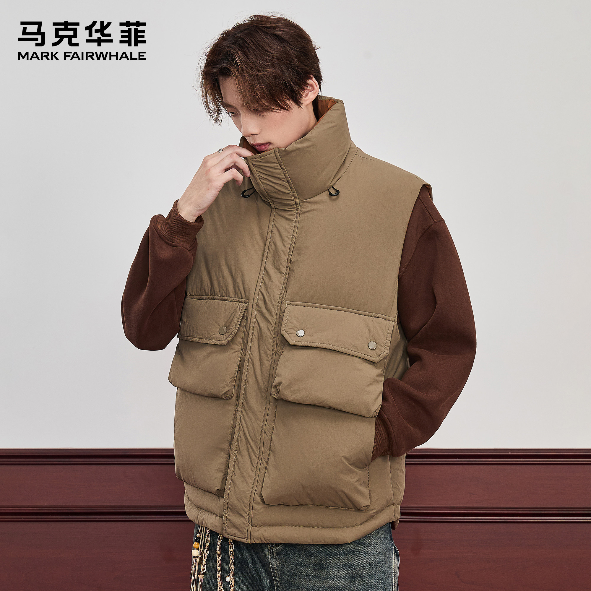马克华菲秋冬新款工装羽绒马甲男士潮牌加绒保暖情侣宽松背心外套,淘宝优惠券,粉丝福利购,淘宝优惠卷