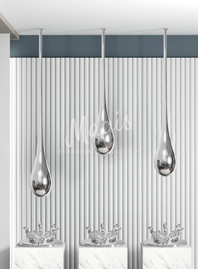 玻璃钢水滴造型雕塑摆件轻奢电镀天花板吊饰大堂售楼部挂件装饰品