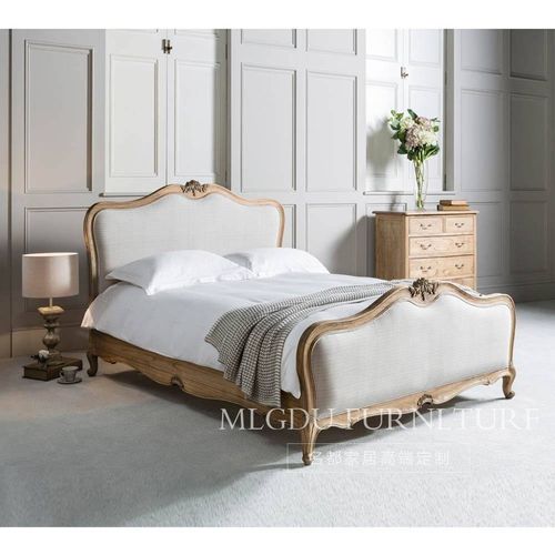 法式实木公主床 实木床头柜简欧双人床卧室床1.8米床复古床婚床 - 图0