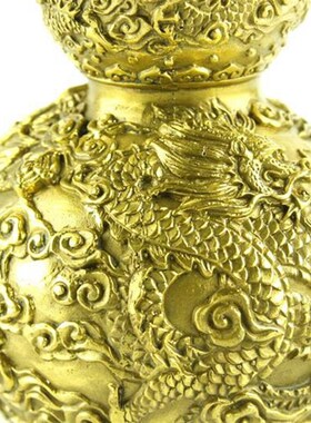纯黄铜龙纹葫芦高20cm 家居金属办公室装饰品工艺礼品