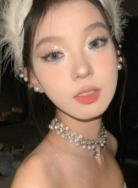 新款镶钻水滴项链法式感轻奢锁骨链女小众晚礼服时尚项饰舞台芭蕾