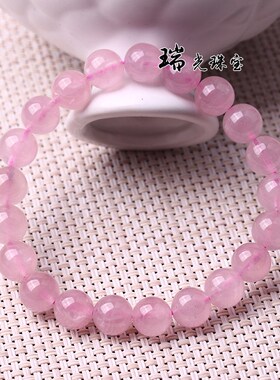 天然马粉晶手链 马达加斯红粉晶奶油体单圈手链 女饰品桃花手串