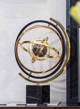 “旋转的世界”轻奢大理石家居环球客厅装饰柜高端现代办公装饰