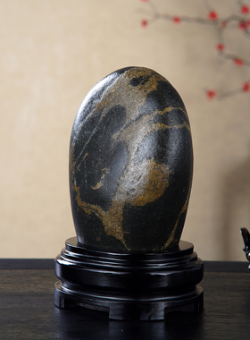 顶爷奇石原石靠山收藏金纹石摆件