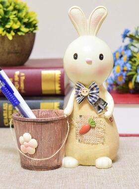 兔子笔筒存钱罐学生卧室书课桌面摆件同学开学毕业老师生日礼物