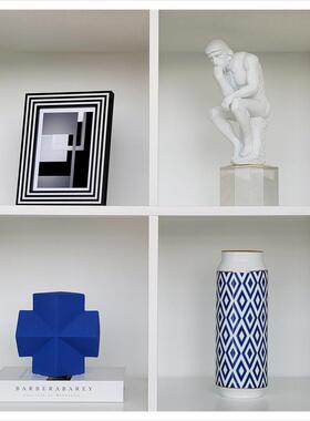 现代样板间书柜简约创意家居软装饰品相架玻璃陶瓷摆件组合ZH3105