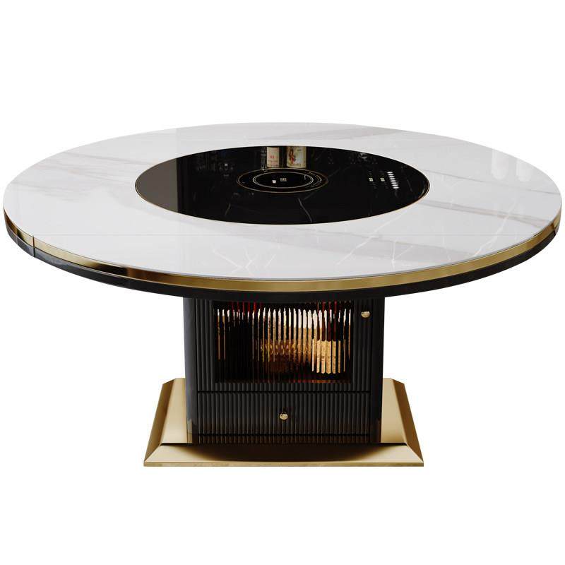 国补多功能电磁炉岩板餐桌家用内嵌转盘轻奢简约伸缩折叠方圆两用,淘宝优惠券,粉丝福利购,淘宝优惠卷