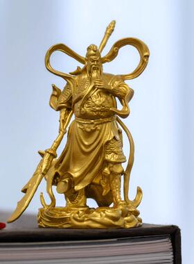 金色武财神关公摆件关二爷伽蓝菩萨关羽铜像神像公司家居装饰礼品
