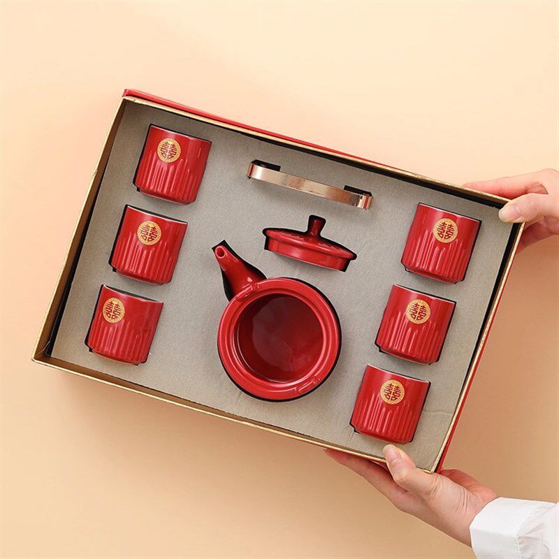 Wedding celebration supplies modified g mouth toast tea cup set wedding tea cup wedding red tea set toast toast tray tray