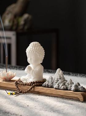 久造中式白瓷如来佛摆件创意家居饰品客厅桌面陶瓷工艺品禅意摆设
