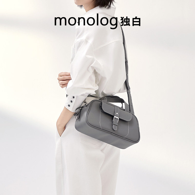【U先试用】独白 枕头包时尚单肩女包出街通勤波士顿包 - 图1