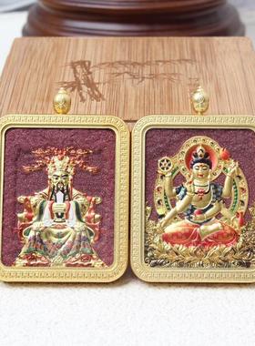新款藏式朱砂唐卡一面五爷一面八大守护神双面朱砂唐卡吊坠嘎乌盒