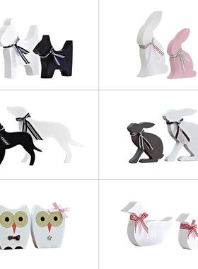 客厅摆件玄关家居好物木质动物创意现代简约儿童样板房桌面装饰品