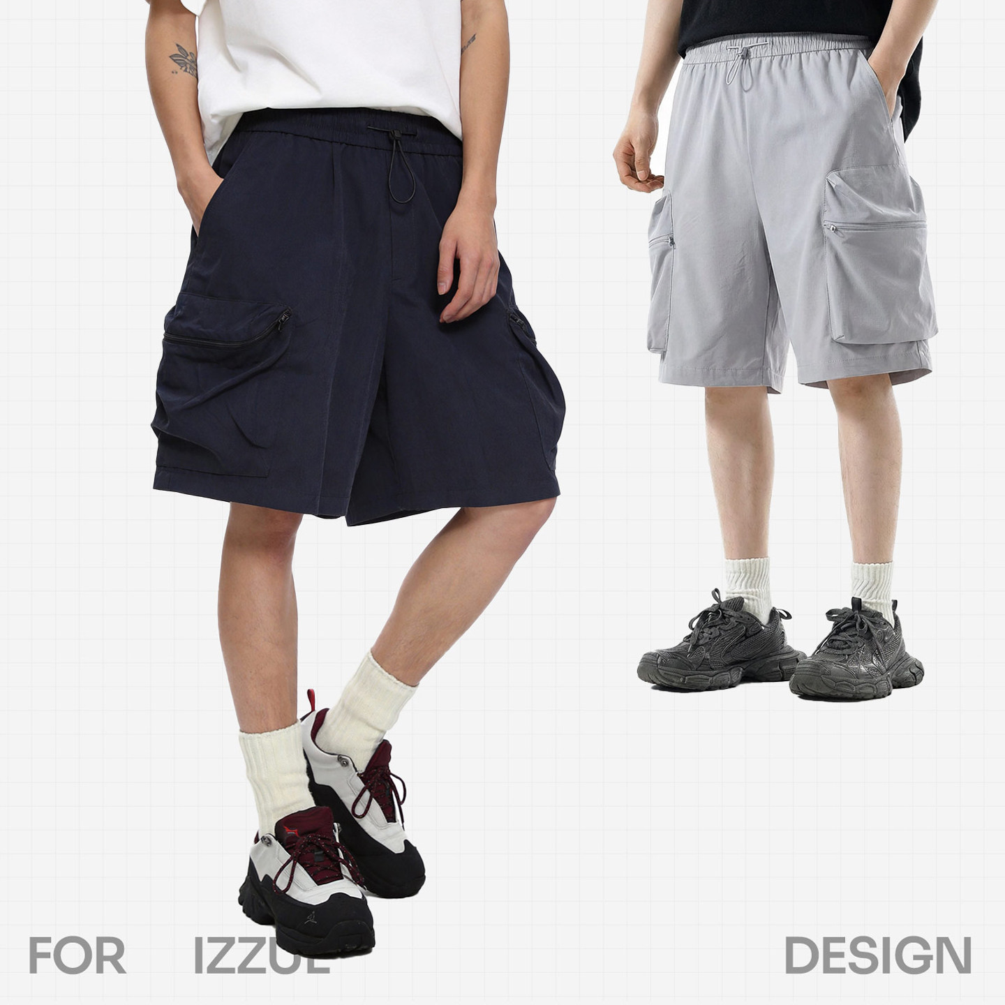 it izzue工装短裤男款2026新款宽松休闲大码五分裤夏季轻薄裤子4P,淘宝优惠券,粉丝福利购,淘宝优惠卷