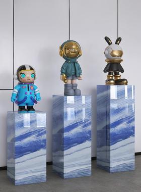 岩板立柱子大理石摆件底座展示摆台暴力熊装饰品花架子客厅落地式