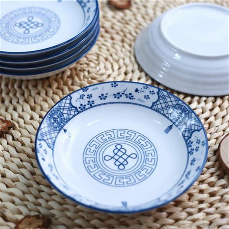 家用釉下彩青花瓷中式6英寸骨碟小菜盘糕点盘果盘陶瓷餐具6个套装,淘宝优惠券,粉丝福利购,淘宝优惠卷