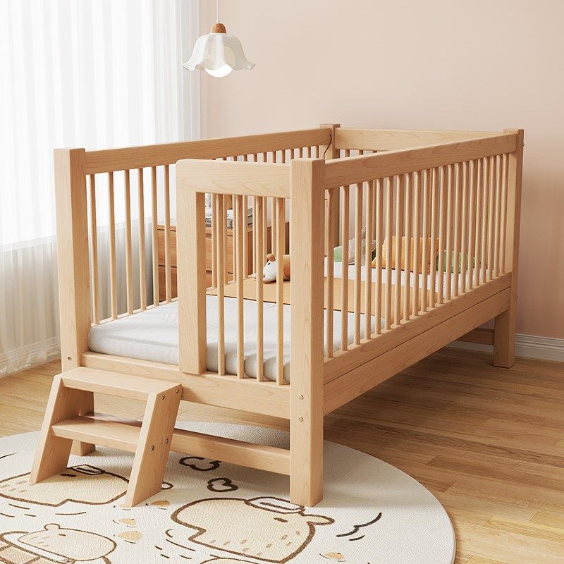 儿童拼接床高低可调婴儿实木加宽床大人可睡定制可升降围栏榉木床,淘宝优惠券,粉丝福利购,淘宝优惠卷