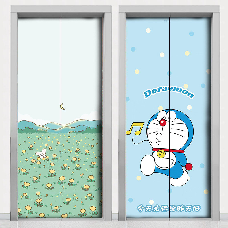 定制电影院商场入户电梯门贴纸装饰贴画一梯一户自粘整张壁纸卡通,淘宝优惠券,粉丝福利购,淘宝优惠卷