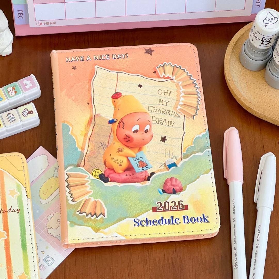 2026年B6星星人皮质彩页日程本ins高颜值可爱卡通笔记本手账本子,淘宝优惠券,粉丝福利购,淘宝优惠卷