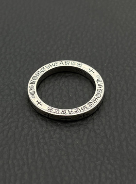 s925纯银克罗伈复古十字架窄版戒指男女十字花梵文情侣指环对戒潮