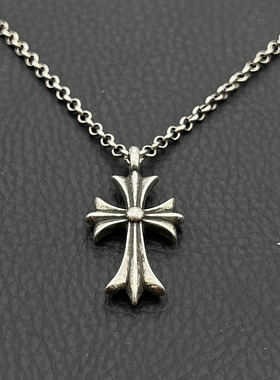 s925纯银克罗伈复古中号水滴十字架吊坠项链男嘻哈个性霸气经典款
