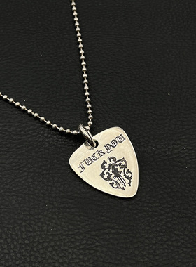 s925纯银克罗伈复古十字花吉他拨片项链男女藤蔓宝剑五芒星毛衣链