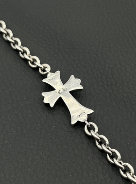 s925纯银克罗伈复古十字架手链男欧美嘻哈个性小众气质细链经典款
