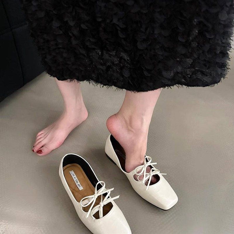 平底银色单鞋女方头玛丽珍女鞋2025新款红色温柔晚晚奶奶鞋豆豆鞋,淘宝优惠券,粉丝福利购,淘宝优惠卷