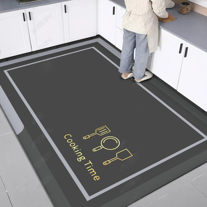 Kitchen floor mats are oil-proof, slip-resistant, wipeable and wash-free carpets, leather waterproof foot mats, simple and cuttable for home use