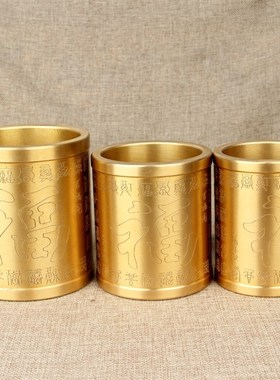 铜笔筒摆件百福笔筒五牛笔筒花M鸟笔筒家居工艺礼品