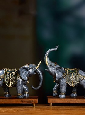 铜大象摆件一对招财中式家居玄关办公室新居乔迁开业赠礼装饰品