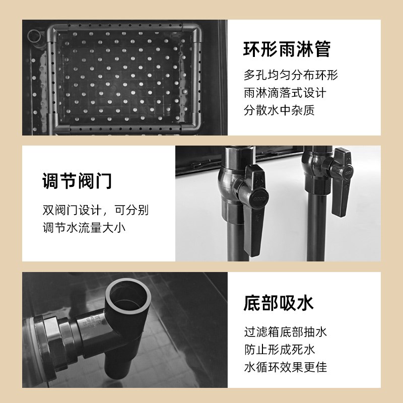 鱼缸过滤器周转箱上置滴流盒水循环外置过滤桶鱼盆鱼池过滤箱黑色 - 图1