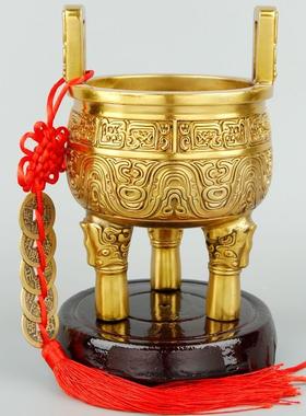 铜鼎摆件三足鼎大克鼎仿古圆鼎招财办公室客厅开业礼品铜香炉摆放