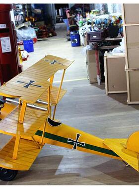 复古铁艺三翼飞机模型金属工艺品装饰道具酒吧大型软装吊饰摆件