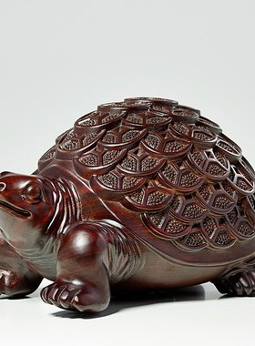 黑檀木雕金钱龟摆件实木乌龟家居客厅玄关装饰工艺品开业乔迁送礼
