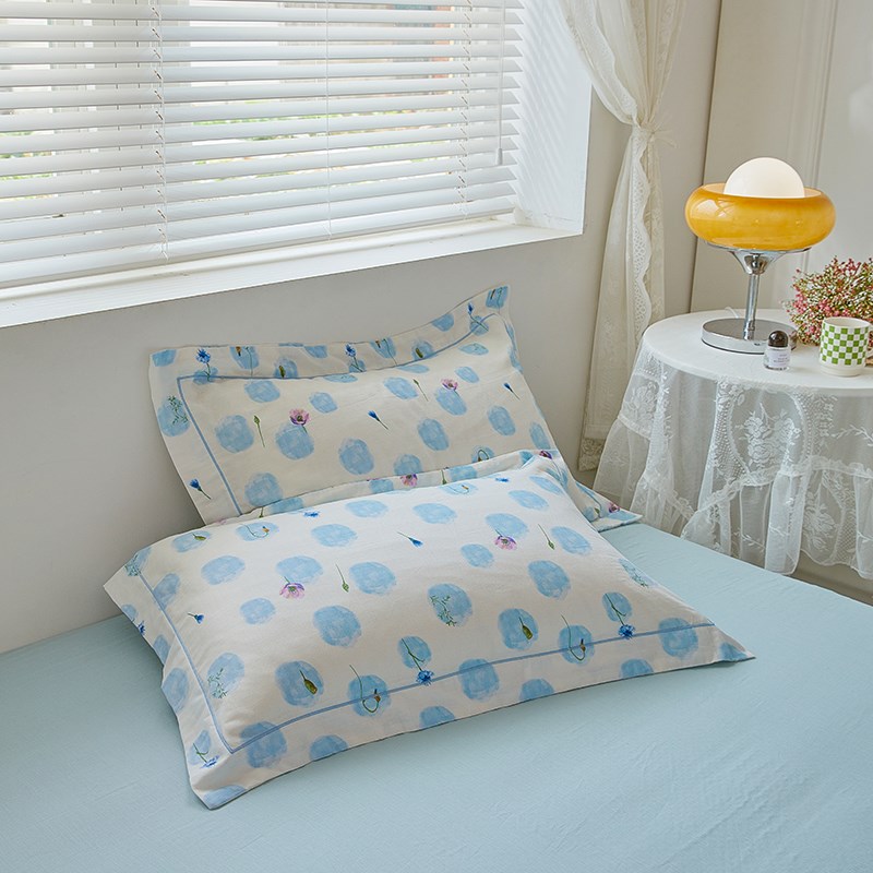 A类清新碎花纯棉全棉云感棉双层纱一对装枕套双人枕头套48*74cm - 图2