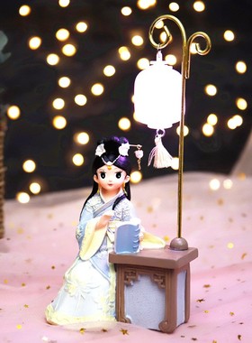 古风汉服女孩打伞摆件玲珑少女心卧室中式摆设品女生闺蜜生日礼物