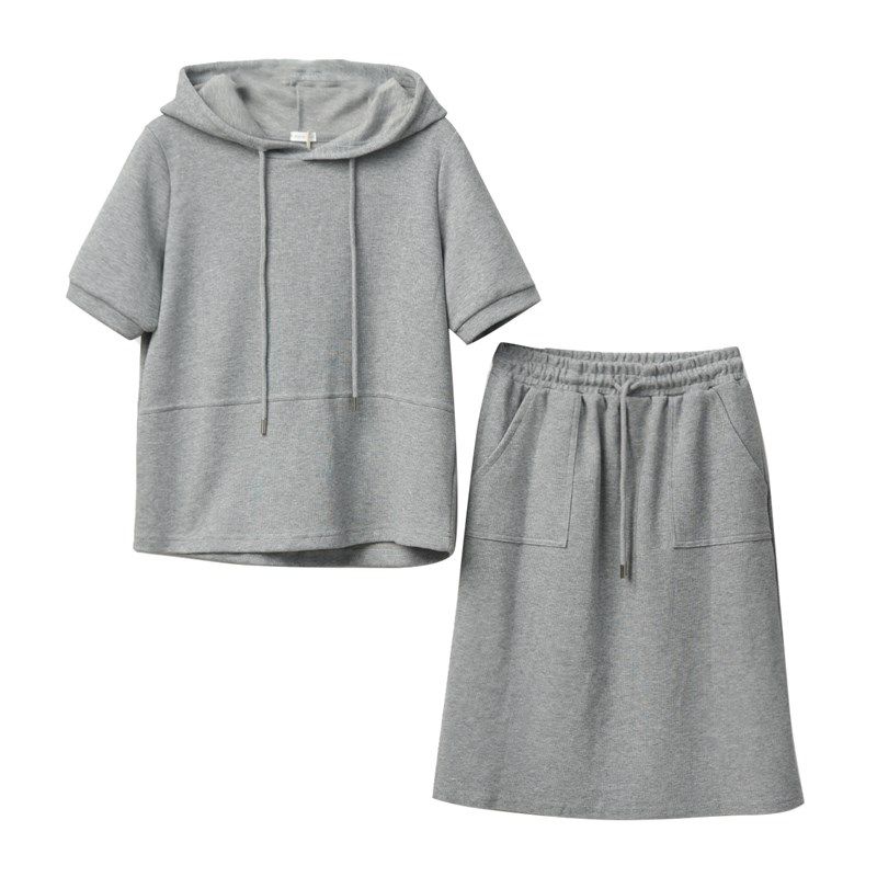 特 连帽短袖卫衣半身裙套装  女士全棉T恤裙子 两件套 夏款女装,淘宝优惠券,粉丝福利购,淘宝优惠卷