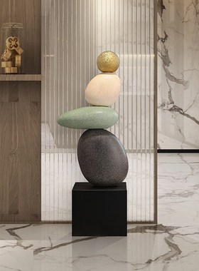 时来运转玄关大型摆件客厅电视柜旁落地装饰办公室轻奢招财工艺品