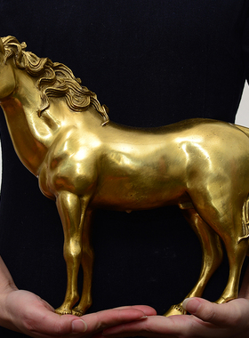 黄铜生肖马摆件家居客厅电视柜摆设玄关书房酒柜办公桌装饰工艺品