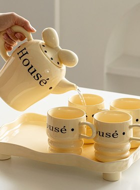 乔迁新居茶杯水杯家茶具套装新款客厅茶几陶瓷杯子茶具搬家礼物盒